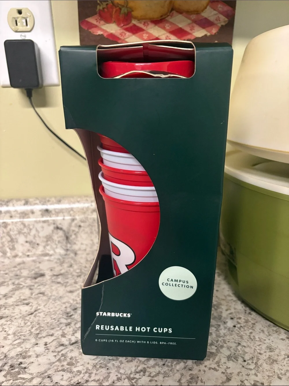 Starbucks Red Reusable Hot Cups - Campus Collection 6-Pack